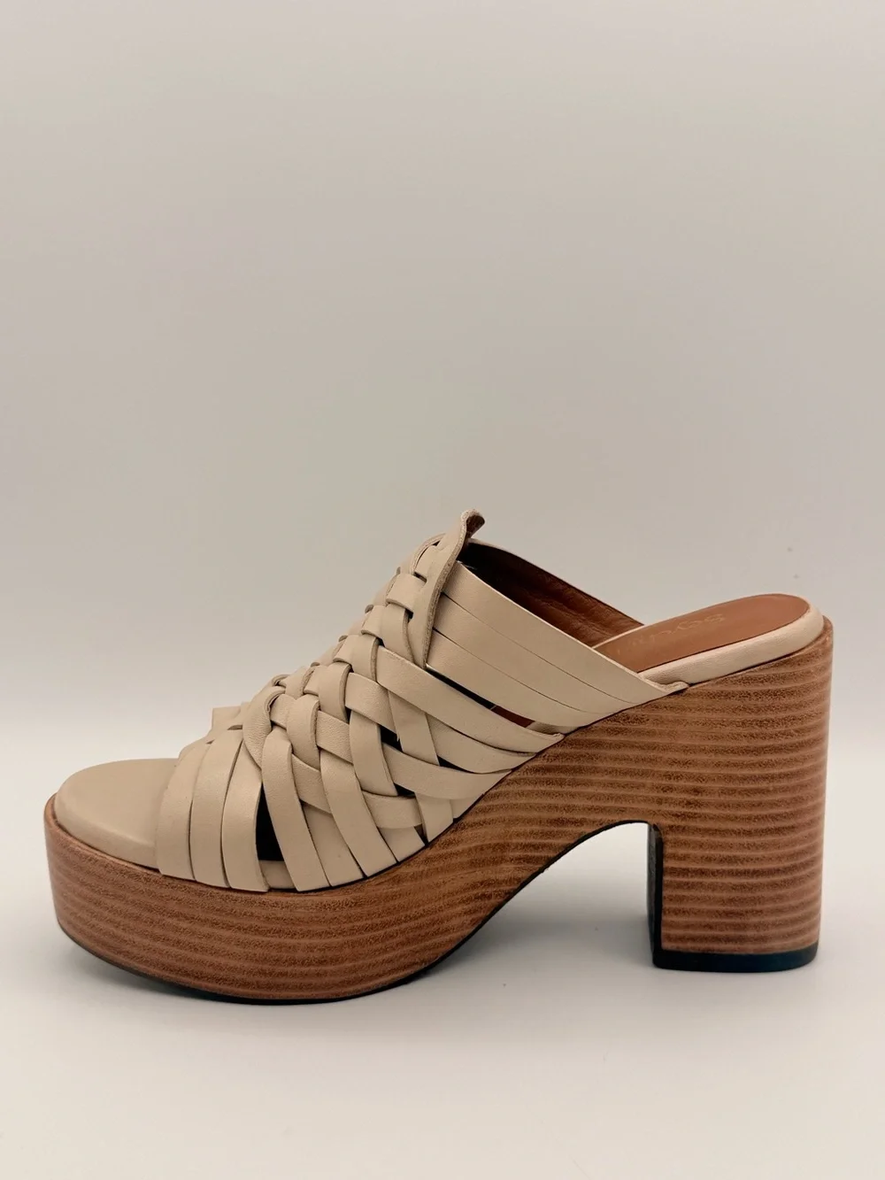 SEYCHELLES Make You Mine Leather Platform Sandals Off White Size 8